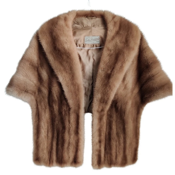 Vintage Genuine Mink Fur Stole Cape Blonde Sable by Salon Fernande Montreal - Picture 3 of 16